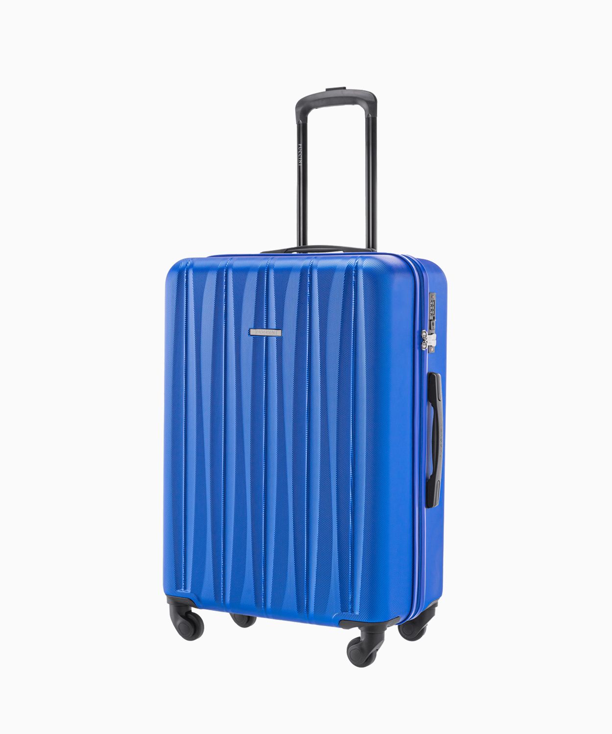 Średnia walizka ze żłobieniami niebieska