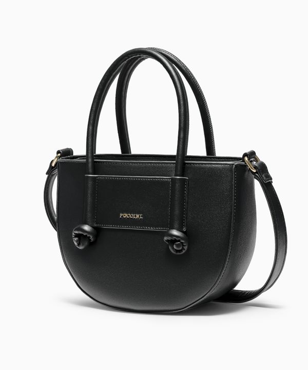 Torebka damska mała crossbody z uchwytami ze skóry ekologicznej czarna