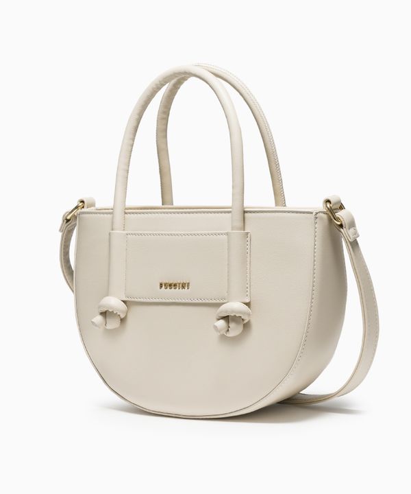 Torebka damska mała crossbody z uchwytami ze skóry ekologicznej beżowa