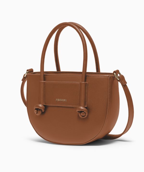 Torebka damska mała crossbody z uchwytami ze skóry ekologicznej brązowa
