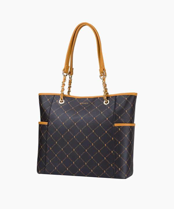 Logowana torebka typu shopper z uchwytami na łańcuszku