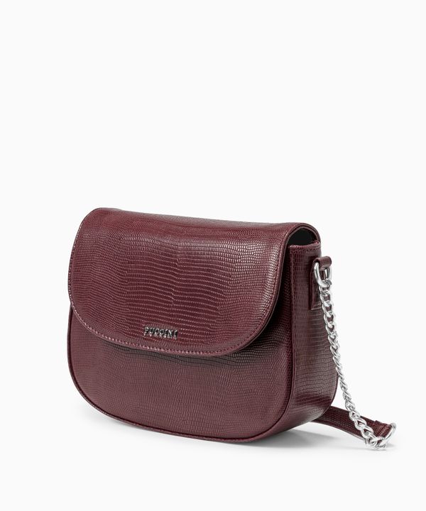 Torebka crossbody ze skóry ekologicznej w princie lizard bordowa