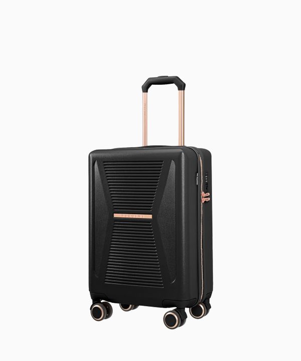 Kabinowa czarna walizka z elementami rose gold