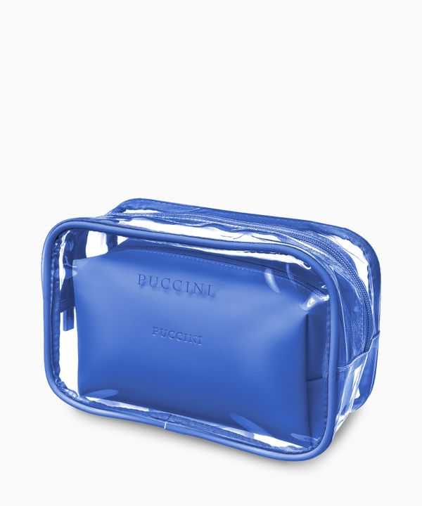 Kosmetyczka przezroczysta granatowa 2w1