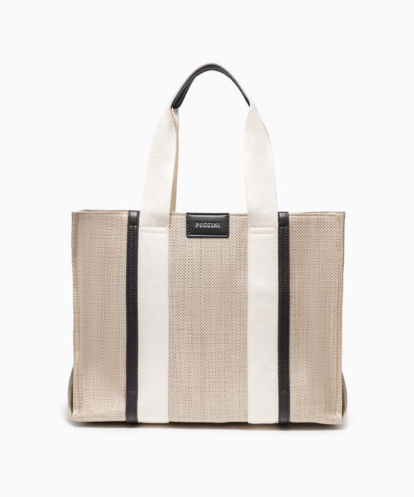 Torebka damska typu tote bag z czarnymi elementami