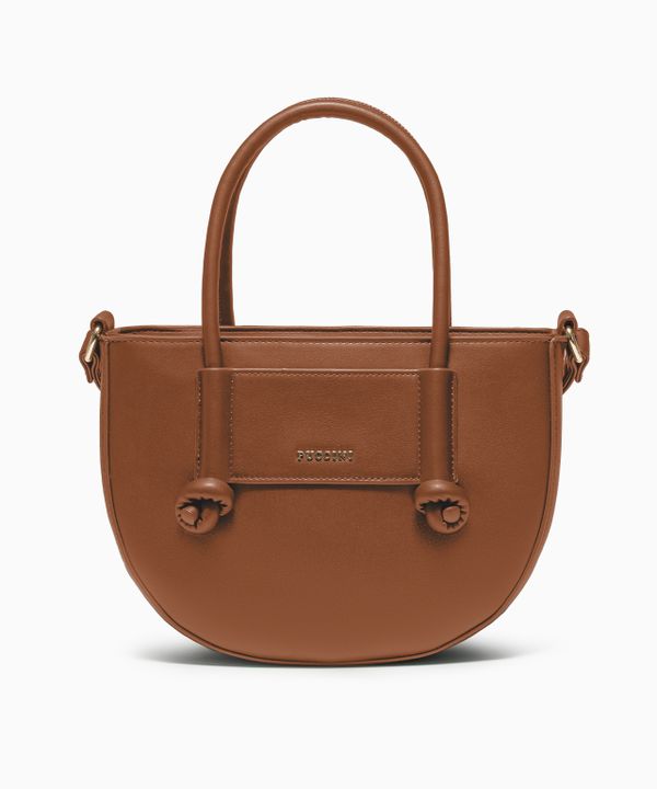Torebka damska mała crossbody z uchwytami ze skóry ekologicznej brązowa