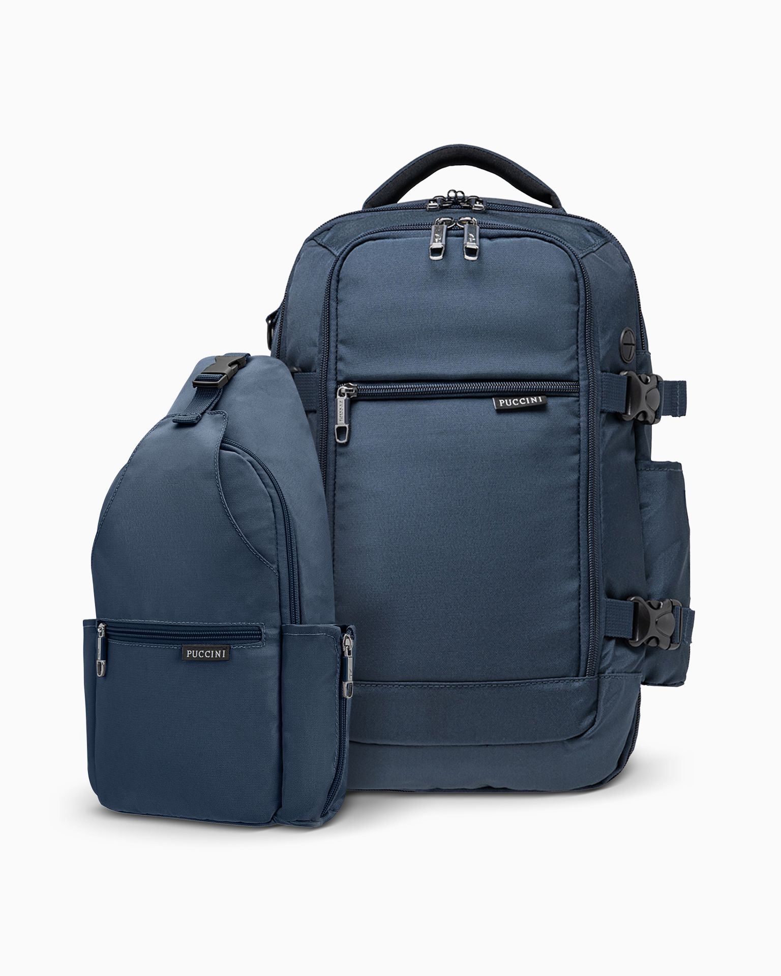 Zestaw plecak wielofunkcyjny do samolotu + sling bag granatowy